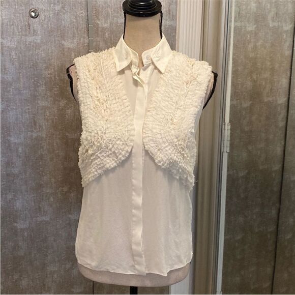 Jason Wu Elegant Cream Sleeveless silk Top, US2 - Picture 1 of 9